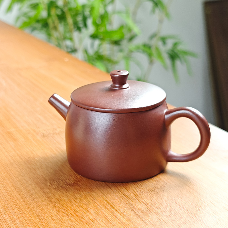 原矿紫泥泡茶壶紫砂壶汉瓦壶120毫升半手工小容量冲罐小品敞口壶